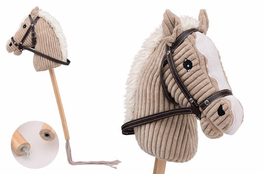 Johntoy stokpaardje + geluid 80cm bruin