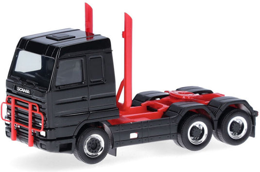 Herpa scania 143 streamline 3a.+ dakdrager en uitlaat, zwart rood