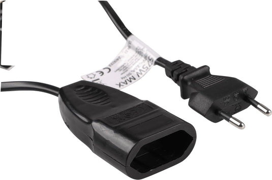 Q-link verlengsnoer - euro - h03vvh2-f - 2 x 0.75 mmã‚â² - 5 m - zwart