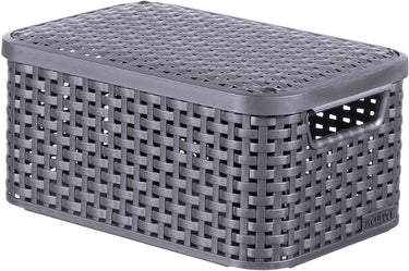 Curver style mand s met deksel rotanstyle antraciet (lxbxh 28x19x14cm)