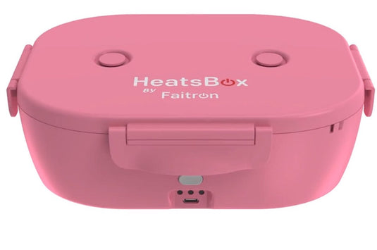 Faitron go light - heatsbox - electrische lunchbox - rvs - verwarmde lunchbox - voor warme maaltijden - verschillende compartimenten - met app - 12 24v - roze