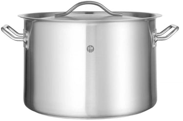 Hendi kookpan met deksel - roestvast staal met sandwichbodem - 14 liter - 30 cm diameter x 20 cm hoog - mat zilverkleurig - voor alle warmtebronnen, inductie