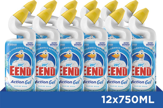 Wc-eend wc eend toiletreiniger marine wave - 12 x 750 ml - voordeelverpakking