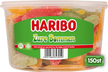 Haribo zure bommen - zuur snoep in fruitsmaken - 150 stuks silo