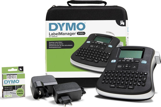 Dymo labelmanager 210d-labelprinterkit | draagbare labelmaker met qwerty-toetsenbord | met zwart-witte d1-labels van 12 mm en een draagkoffer
