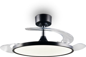Rl live your light reality kasfjord - ventilator - zwart mat - incl. 1x smd 30 - licht apart schakelbaar - afstandsbediening - geintegreerde dimmer - traploos instelbare lichtkleur - plafondbevestiging - timer - zomer- en wintermodus - 6 snelheidsniveaus