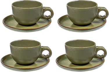 Serax - sergio herman surface - koffiekop + schotel - camogroen - 13 ø - 4 stuks