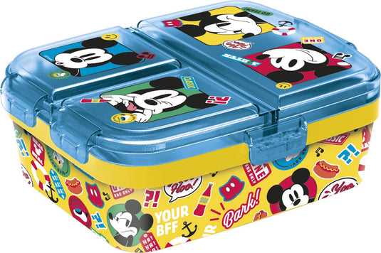 Stor disney's mickey mouse kinderlunchbox – broodtrommel met 4 vakken voor kinderen vanaf 4 jaar - vaatwasserbestendig bpa-vrij - geel lichtblauw