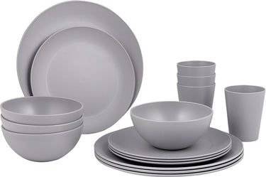 Bo-camp - servies - renew - rpet - grijs - 16 stuks