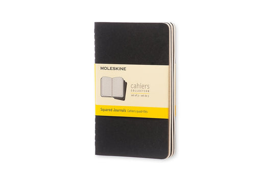 Moleskine cahier journals - pocket - geruit - zwart - set van 3