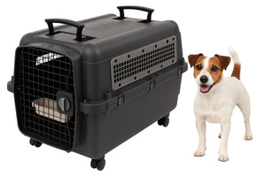 Flamingo reisbench hond – autobench – transportbox hond m 71x51x54 cm – transportkooi lanta donkergrijs