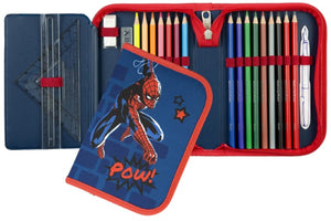 Spider-man spiderman gevulde etui - 2 vaks pennenetui - unicorn - 20 delig - roze