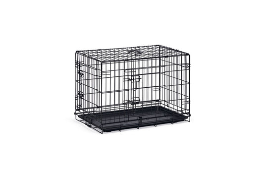 Beeztees hondenbench m - bench - 2 deuren - inklapbaar zwart - 81x55,5x61,5 cm