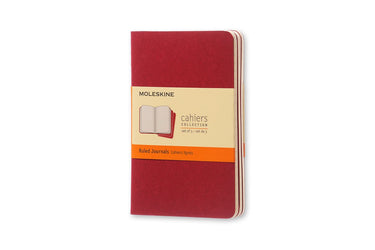 Moleskine cahier journals - pocket - gelinieerd - rood - set van 3