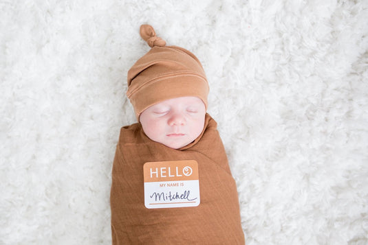Lulujo hello world - swaddle mutsje - tan