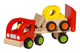 Goki houten voertuig: oplegger met bulldozer 34x8,5x12,5cm, met rubberen banden, 2+