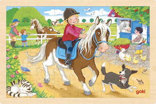 Goki houten legpuzzel ponyboerderij, 24st.