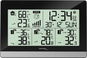 Nextime weerstation technoline ws 7065 144x96x38mm zwart zilver met 3 buitensensors 30m
