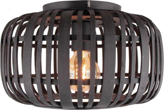 Brilliant woodrow - plafondlamp - e27 max 1x40w - zwart hout