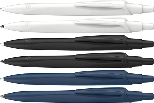 Schneider schrijfwaren schneider balpen - reco - 6 stuks assorti - blauwe engel - gerecycled - penpunt m - schrijfkleur blauw - s-131886