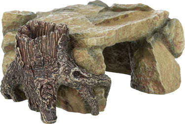 Trixie rotsplateau met boomstam voor terrarium en aquarium 25 x 17 x 10 cm