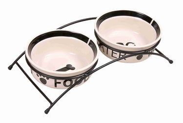 Trixie voerbak drinkbak set eat on your feet wit zwart (2x250 ml 13cm)