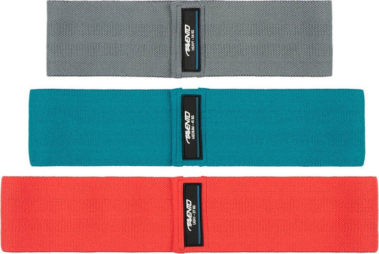 Avento weerstandsbanden set - 3 stuks- booty band - resistance band - roze blauw grijs - katoen