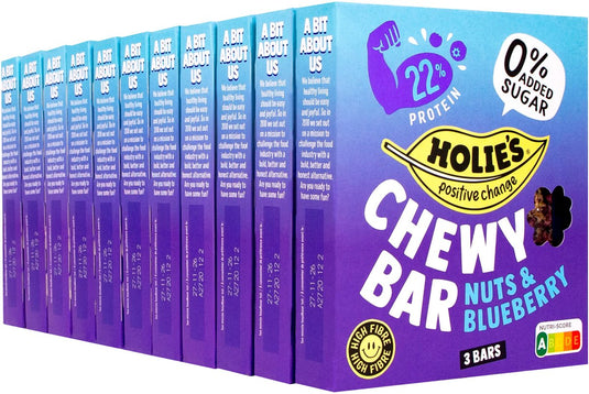 Holie's chewy bar nuts blueberry 3 repen - reep - suikervrij - gezond - vegan - 11 pack
