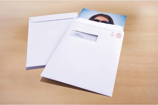 Raadhuis akte envelop - 229x324mm - c4 - wit - met plakstrip - venster links - 25 stuks - rd-303590-25