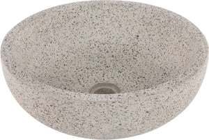 Differnz terrazzo waskom - 40x40x15cm - rond - terrazzo - mat wit zwart