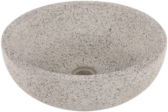 Differnz terrazzo waskom - 40x40x15cm - rond - terrazzo - mat wit zwart