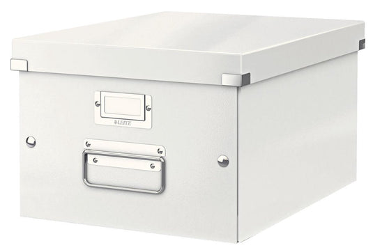 Leitz wow click store middelgrote opbergdoos - 85% gerecycled karton - 28.1 x 37 cm (bxd) - voor a4 formaten - ideaal voor kantoor en thuiswerken - wit