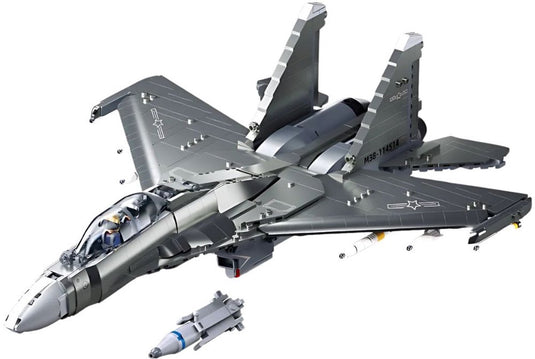 Sluban modelbricks j16s fighter vliegtuig - constructiespeelgoed modelbouw - bouwdoos met 1041 bouwstenen - m38-b1273 vanaf 12 jaar