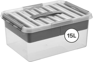 Sunware q-line opbergbox 15l met inzetbak - 40x30x18 cm - transparant