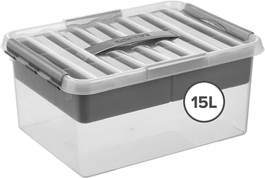 Sunware q-line opbergbox 15l met inzetbak - 40x30x18 cm - transparant