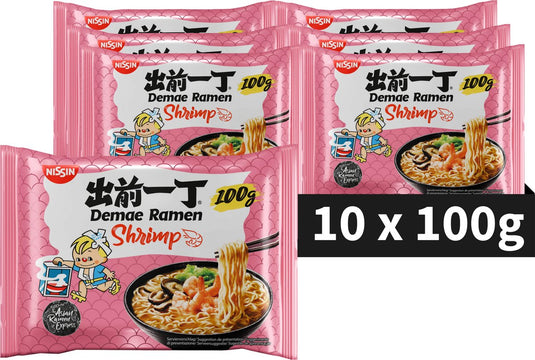 Nissin demae ramen - shrimp noodles bowl - instant noedels - 10 stuks