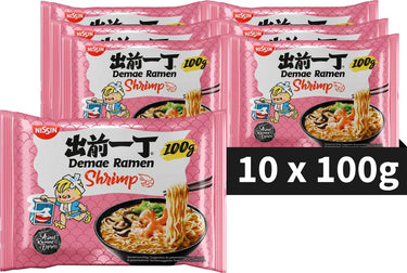 Nissin demae ramen - shrimp noodles bowl - instant noedels - 10 stuks