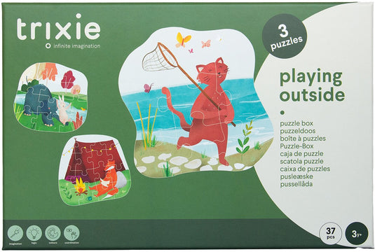 Trixie puzzelbox met 3 puzzels - buiten spelen - puzzeldoos vanaf 2 jaar