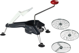 Westmark roterende groenterasp met 3 schijven, roestvrijstalen messen, schnitzel mouli, antraciet zilver rood, 11712260