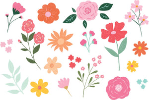 Merkloos sans marque partydeco - plaktattoo flowers - mix bloemen - 19 stuks