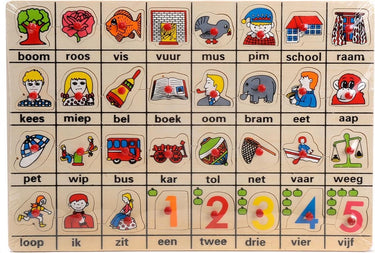 Playwood houten noppenpuzzel educatief speelgoed mijn eerste woordjes.