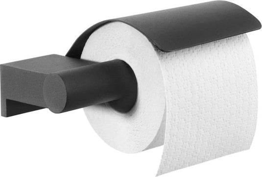 Tiger bold - wc rolhouder met klep - zwart