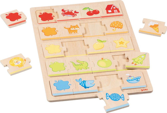 Goki puzzel: mijn eerste kleurenpuzzel 21x30x1cm, 20-delig, hout, 2+