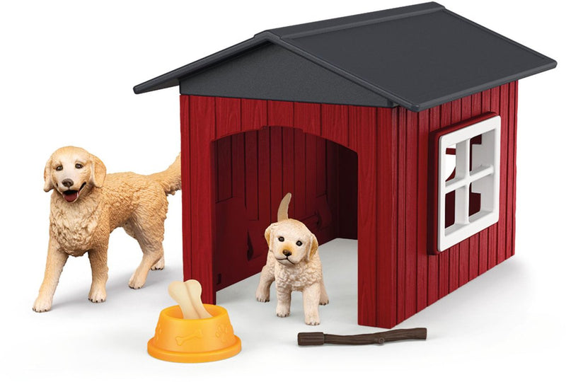 Chargez l'image dans la visionneuse de la galerie, Schleich farm world hondenhok met golden retrievers 42722
