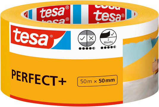 Tesa schilderstape perfect+ afplaktape dun washi papier nauwkeurig schilderen – 50m x 50mm