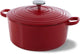 Bk bourgogne braadpan gietijzer 28cm 6.7l - inductie braadpan - gietijzeren braadpan - ovenbestendig tot 230 graden - deksel met druipringen - wit geëmailleerde binnenkant - chili red