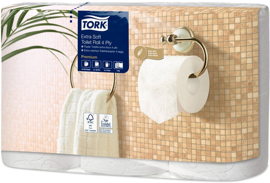 Tork toiletpapier t4 110406 (110405) 4laags 42st wit 19mtrx10cm pak a 42 rol 150 vel (110406)