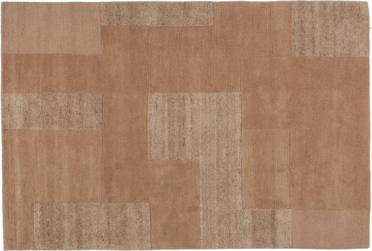 Woood noven handgeweven vloerkleed - wol - zand - 170x240 cm