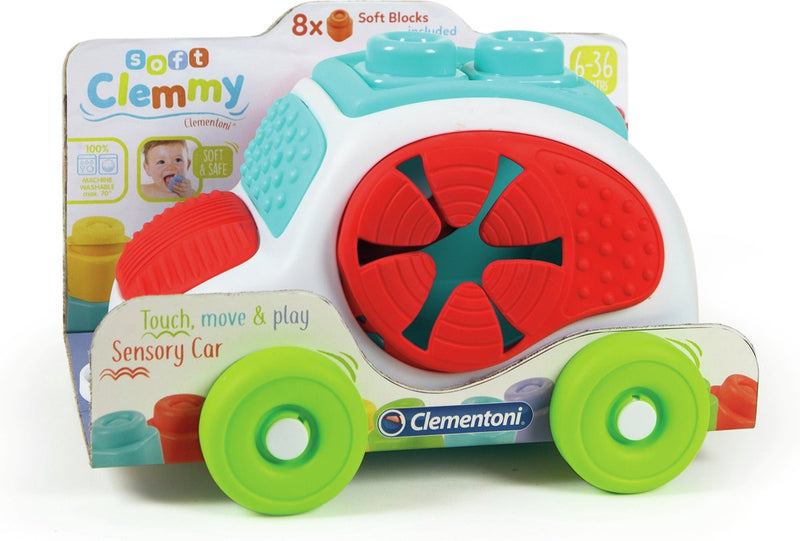 Afbeelding laden in galerijviewer, Clementoni soft clemmy - sensory car - stapelblokken - baby blokken - 8 speelblokken met vormendoos auto - 6-36 maanden
