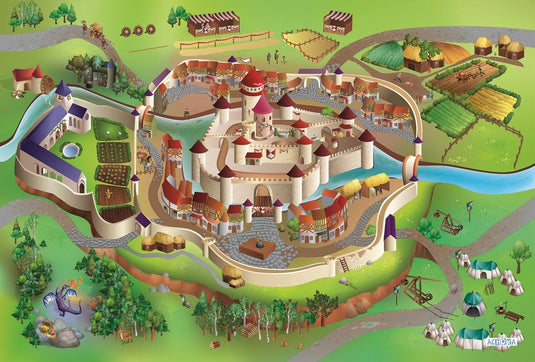 Achoka speelkleed kasteel middeleeuwen, 100x150cm